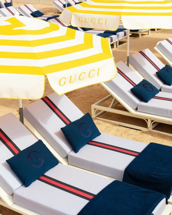 Sunbeds at Loulou-Ramatuelle, Pampelonne Beach, St Tropez, French Riviera