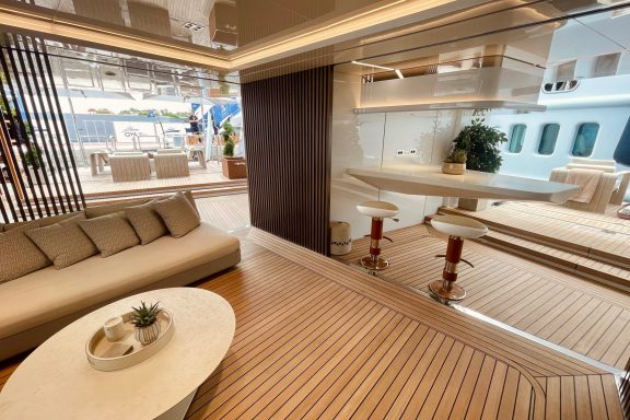 Beach club aboard the superyacht ARTISAN