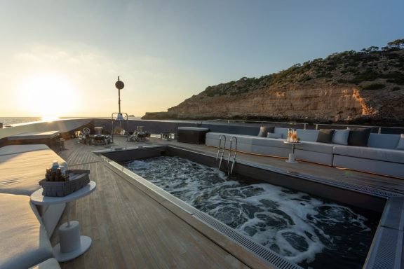 FOREVER yacht foredeck pool with jets, South of France charter